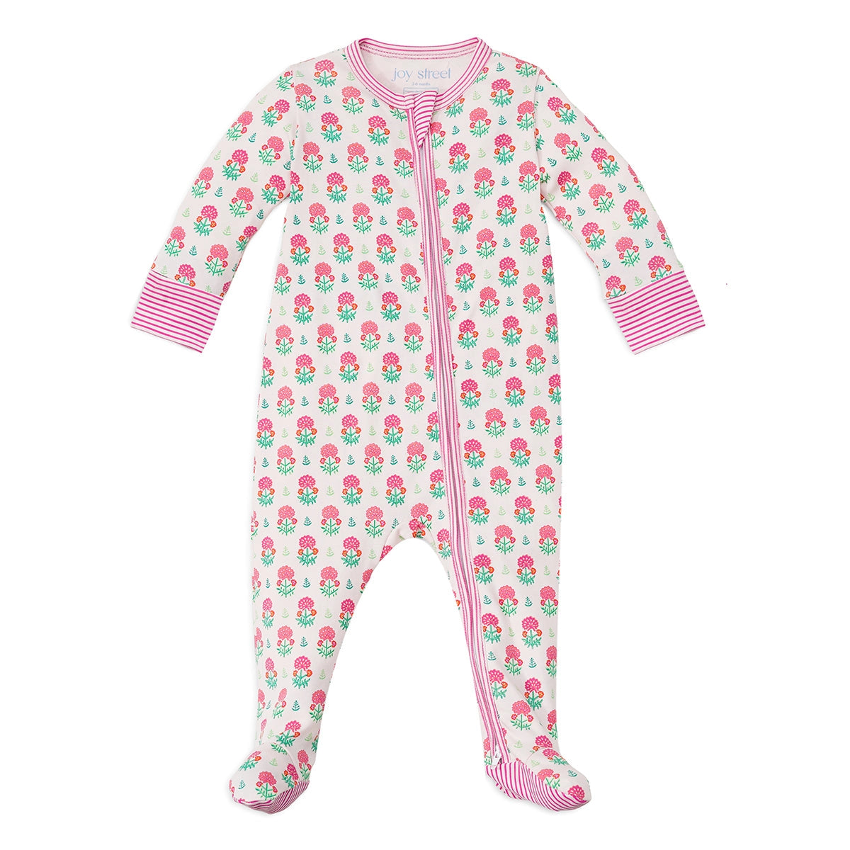 Geranium Block Print Footed One-Piece