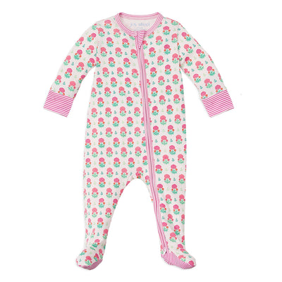 Geranium Block Print Footed One-Piece