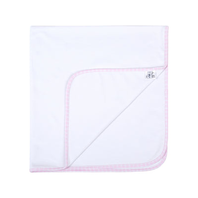 Receiving Blanket with Pink Gingham Trim